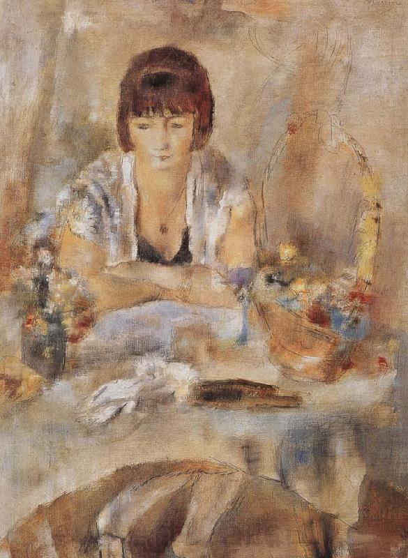 Jules Pascin Lucy at the front of table Spain oil painting art